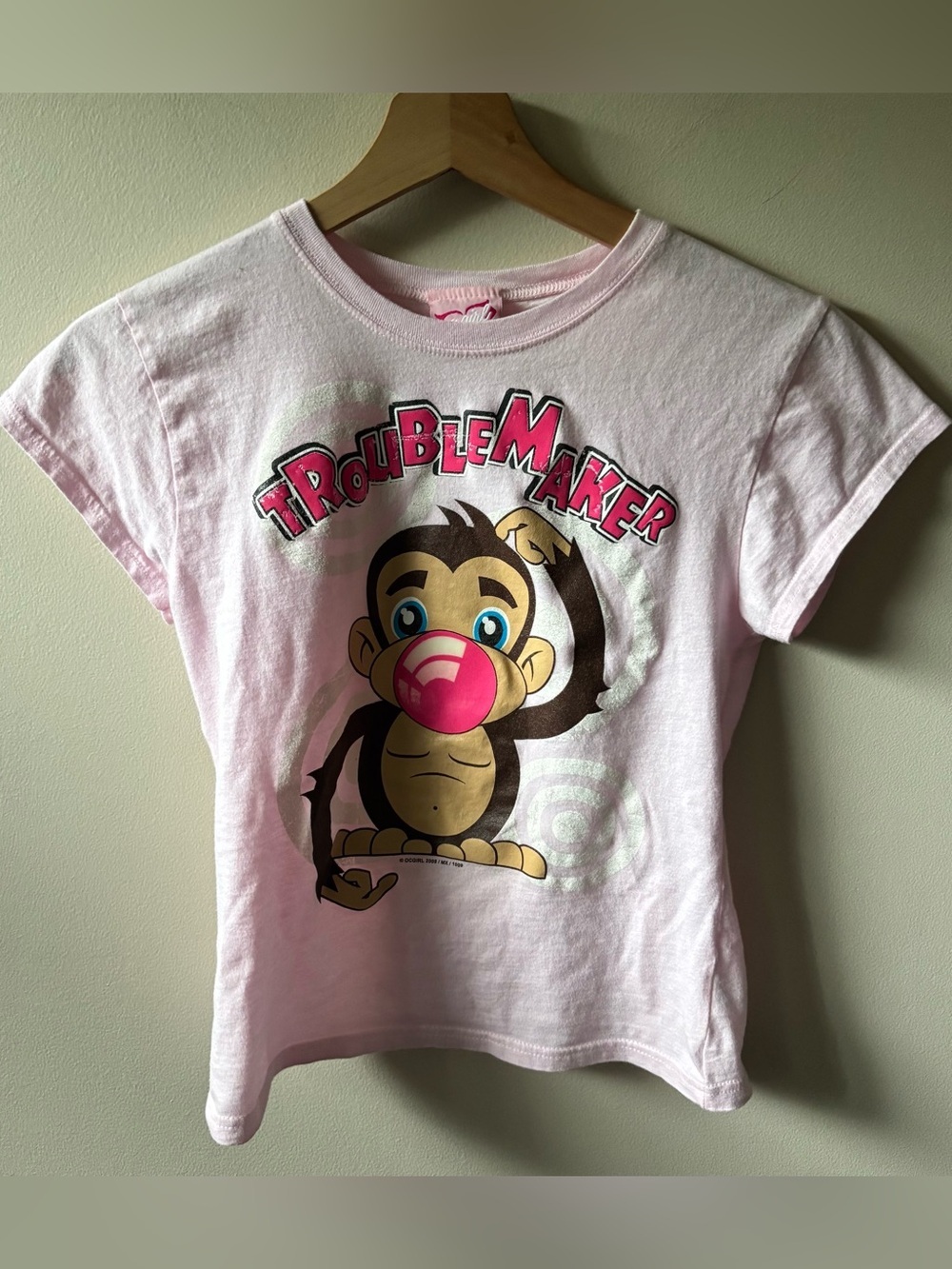 Y2K OC Girl Paper Tag Monkey Graphic Tee